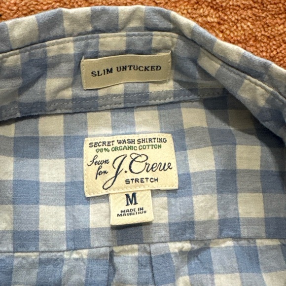 J Crew Slim Fit Blue Gingham Casual Shirt - Size Medium - Picture 2 of 6